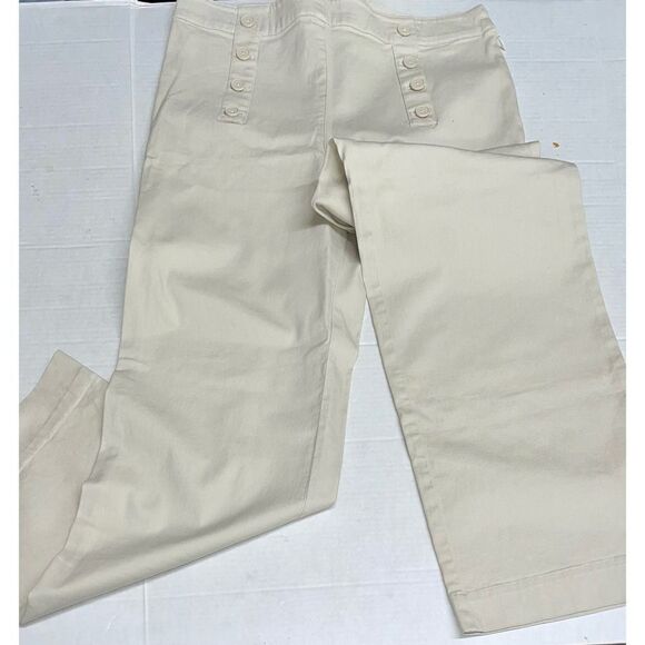 Talbots Heritage Tan Khaki Stretchy Flat Front Side Zip Pants Size 12 - Picture 2 of 12